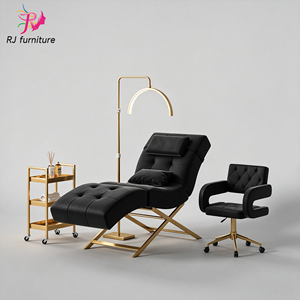 Cama Plegable Moderna para Salón de Belleza, para Cejas y Pestañas, con Base Dorada de Lujo, Ajustable, para Uso Escolar - Product Image 4