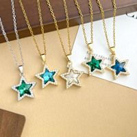 Hochwertige Einfache Stern-Anhänger-Halskette aus Titanstahl mit Mikro-Zirkon-Besatz, Farbenfroher Damenschmuck als Geschenk