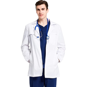 Camisetas blancas para laboratorio dental, camisetas tipo bata, ropa de trabajo, camiseta de hospital, uniforme, camiseta de manga larga de tela tejida - Product Image 2