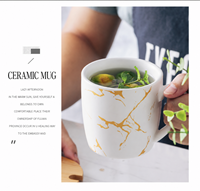 Lot de tasses à café en céramique motif marbre, grande capacité, personnalisable avec logo, compatible lave-vaisselle, portable, pour la maison, le bureau, le café, la salle à manger, cadeau