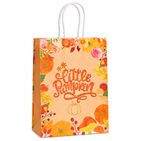 Sacs en papier kraft pour Thanksgiving, sacs cadeaux personnalisés avec logo et poignées pour les achats de fin d'année, la vente au détail et l'emballage de cadeaux