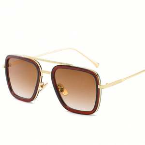 Lunettes de soleil carrées rétro personnalisées avec logo, monture métallique, protection UV400, double barre, pour hommes et femmes - Product Image 6