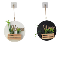 Vase mural en bois avec plante artificielle, décoration d'intérieur style naturel, art déco pour la maison