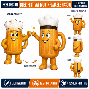 Costume de Mascotte Gonflable Géant Personnalisé en EVA pour Adultes, en Forme de Chope de Bière, OEM ODM, pour Événements et Festivals, Fabricant - Product Image 1