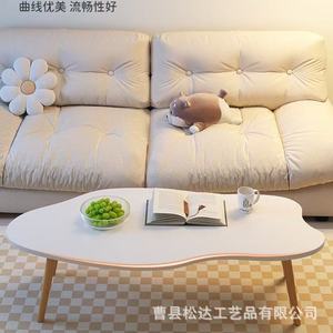 Mesa de Té Pequeña de Madera con Forma de Nube, para Uso Doméstico, Apartamentos Pequeños, Mesa de Centro Moderna y Sencilla, Madera Maciza, Móvil, para Balcón Exterior - Product Image 3