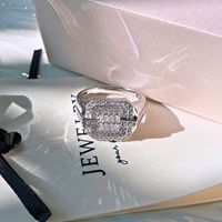 Pavement Design Zircon Moderne Élégant Bijoux S925 En Argent Sterling Bold Géométrique Déclaration Anneau pour Hommes Femmes Usine En Gros