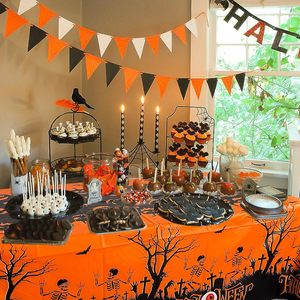 Rectangle Polyester Halloween <b>Tablecloth</b> Indoor Birthday <b>Party</b> Supplies Decorations with Pumpkins for Hotels - Product Image 4