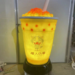 Escultura Personalizada de Vaso Gigante de Té con Leche Iluminado, Estatua de Bubble Tea Boba, Molde Artístico y Adornos Decorativos para Taza de Café - Product Image 1