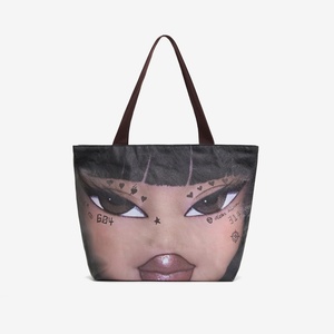 Sac à main pour femme avec impression personnalisée, sac fourre-tout multicolore imperméable, sacs cadeaux, toile laminée, sac de plage avec logo brodé - Product Image 5