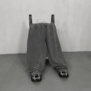 440G Factory Großhandel Custom Logo Druck Retro Jogging hose Französisch Terry Heavy Weight Jogging Wide Leg Acid Washed Jogging hose - Product Image 4