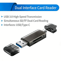 Lector de Tarjetas USB 3.0 Tipo C OTG con Cable de Extensión, Adaptador Portátil de Tarjetas de Memoria SD y TF para Teléfono Inteligente y Tableta
