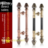 Poignée de porte en bois de style chinois moderne, nouvelle, en acier inoxydable, verre, bronze rouge, bronze, luxe, hôtel, KTV
