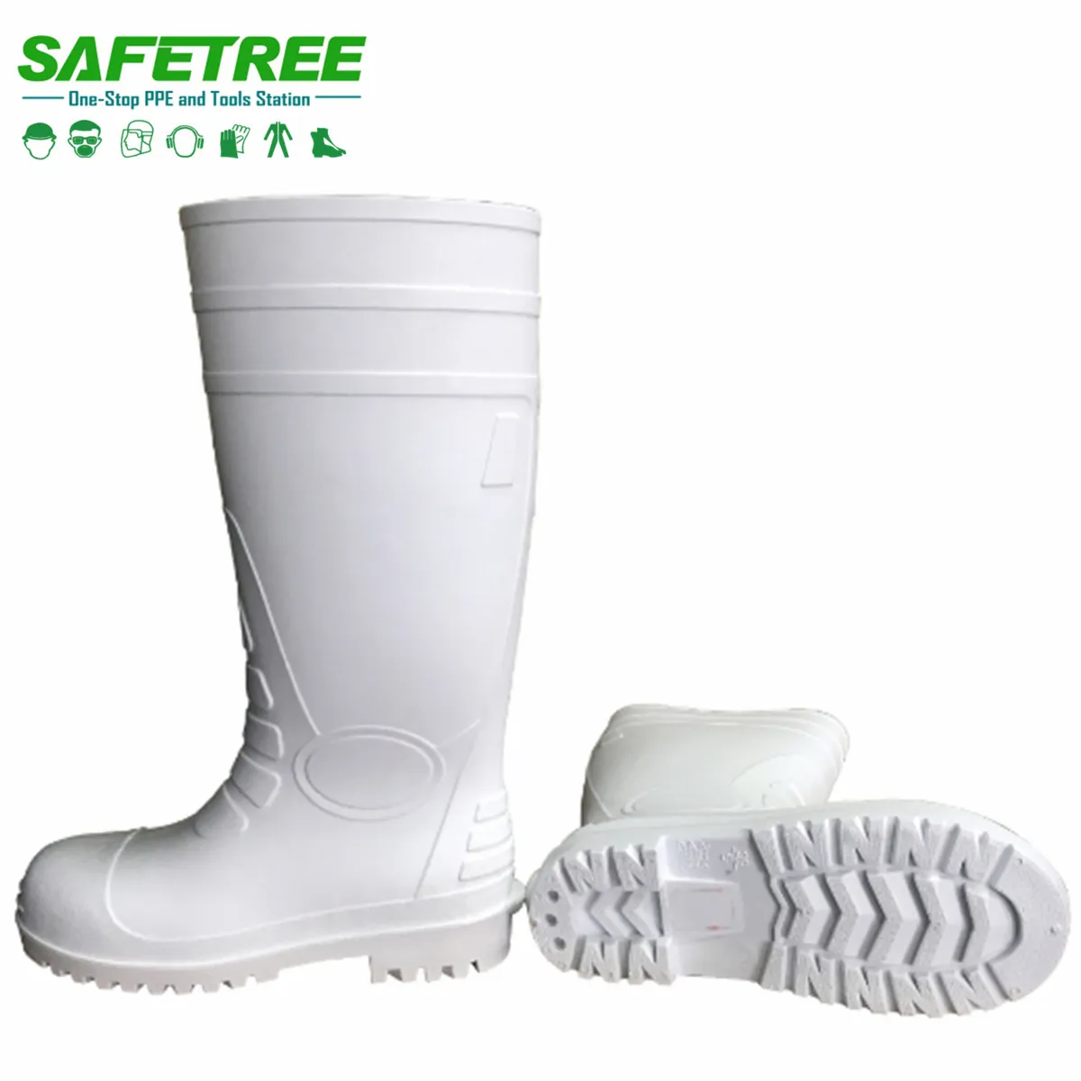 सीई EN20345 S5 तेल रासायनिक प्रतिरोधी इस्पात पैर की अंगुली टोपी के साथ सफेद पीवीसी सुरक्षा Gumboots खाद्य उद्योग रबड़ के जूते