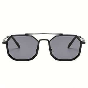 แว่นกันแดดทรงเหลี่ยมสไตล์วินเทจพังก์โลหะหรูหราพร้อมโลโก้แบบกำหนดเองสำหรับผู้หญิง - Product Image 6