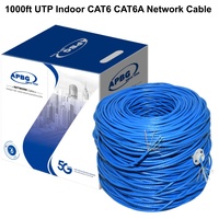Cable LAN Cat6 de Alta Velocidad al por Mayor de Fábrica, Cable Ethernet Cat 6 de Cobre CCA 23wg 4pr 305m 1000ft UTP para Interiores, Cable de Red CAT6