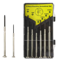 Set Obeng Presisi Multiguna 6 Buah Kelas Industri DIY untuk Perbaikan Jam Tangan, Gagang Aluminium, Dapat Disesuaikan, OEM