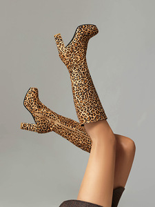 <b>White</b> Ankle Boots Lace-Up Chunky <b>Heel</b> Round Toe Bow Decoration PU All Seasons Style Drop Shipping - Product Image 5