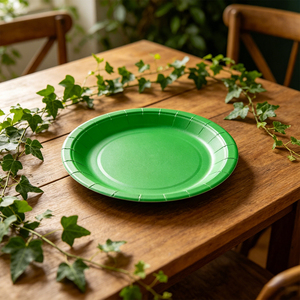 Otto piatti usa e getta verdi da 17 cm, piatti biodegradabili ecologici - Product Image 3