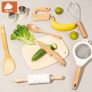 Ensemble d'outils de cuisine pour tout-petits, 10 pièces, vrais outils de cuisson en bois pour enfants, couteau de cuisine sûr pour enfants - Product Image 3