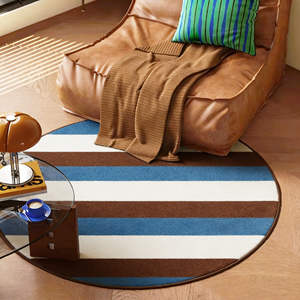 Tapis rond rayé en velours cristal, 60 pouces de diamètre, absorbant, facile à nettoyer, tapis décoratif pour la maison - Product Image 3