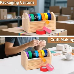 Soporte de Escritorio para Cortador de Cinta Adhesiva de Madera de 9.8x5.9x8.78 Pulgadas con Rodillo, Dispensador de Cinta Adhesiva para Oficina, Estante de Almacenamiento - Product Image 5