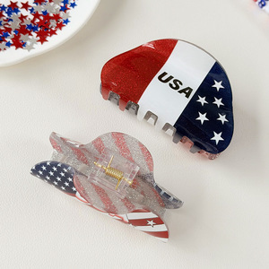 Cadeaux patriotiques pour la fête de l'Indépendance, accessoires pour cheveux personnalisés, pinces à cheveux rectangulaires antidérapantes imprimées du drapeau américain du 4 juillet - Product Image 3