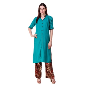 Ấn Độ Kurtis Phụ Nữ Mới Nhất Động Vật In Kurti Top Palazzo Toàn Bộ Bán Buôn Giá Thấp Cô Gái Phụ Nữ Mặc Cotton Rayon Vải Dân Tộc - Product Image 3