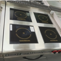 Cuisinière à induction électrique à double zone, four, 4 brûleurs, acier inoxydable (qualité 304), nettoyage facile, 18,8 kW, pour hôtels, buffets, restaurants