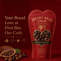 Bolsa de Café Personalizada con Forma de Corazón, Ventana en Forma de Corazón, Cierre Hermético, Bolsa de Embalaje de Café Cubierto de Chocolate para Regalo de Marca