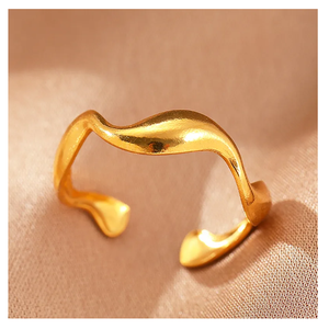 18K Gold Plated Women's <b>Resizable</b> Cute Heart Statement <b>Ring</b> Straight India Fashion for Wedding or Engagement - Product Image 3