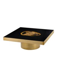 Table basse en bois matelassé, finition or mat, haute finition, traitement personnalisé, Style italien, offre spéciale