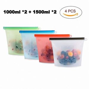 High Eco-friendly Reusable Freezer Silicone Food Storage <b>Bag</b> Platinum Transparent for School Closet Cosmetics Set - Product Image 2