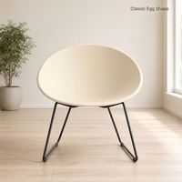 Fauteuil œuf en forme de bol, fauteuil lounge rétro avec structure en métal noir pour salon, café, bureau à domicile, décoration