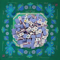 1-7/16" Extra-Large 4-Layer Modern Luxury Melamine American Mahjong 160-Tile Cornflower Blue Peacock Mat