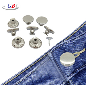 Cổ Phong Cách 17Mm Kim Loại Jeans Nút Với Chân Nhà Máy Loại Trốn Kim Loại Nút Cho Denim Áo Khoác Với Mạ Kỹ Thuật - Product Image 1
