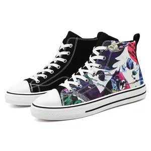 Men Graffiti High Top Casual Canvas Shoes Male Sport Skate Sneakers Hand-painted Hip Hop Couple Casual Shoes