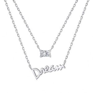 Collier double couche en argent sterling 925 plaqué or 18 carats Dylam, collier de rêve avec sertissage diamant en argent sterling - Product Image 1