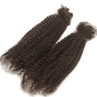 Cheveux humains 100% vierges Remy cambodgiens Afro Kinky Bulk 16 pouces 50g 4c bouclés crépus pour extensions mini-tresses/dreadlocks/tresses/locs