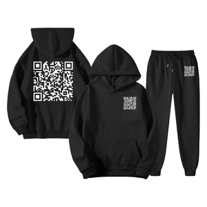 QR Code Funny Men's Set Winter New Classic Hot Stamping Letter logo Conjunto de ropa deportiva con capucha suelta - Product Image 3