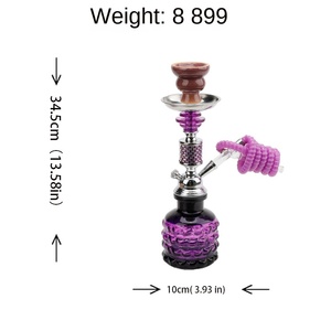 Ensemble de narguilé portable Laziza Megahed en <span class=keywords><strong>bambou</strong></span>, bouteille à <span class=keywords><strong>eau</strong></span> en cristal ondulé, vente en gros - Product Image 2