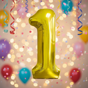Globo Metalizado con Número 1 en Dorado, 80 cm, Decoración para Fiestas de Cumpleaños, Globo Metálico para Celebraciones - Product Image 2