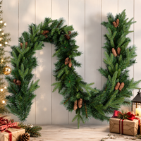 Guirlande de Noël longue en aiguilles de pin et pommes de pin, verdure décorative pour cheminée, escalier, porte, fenêtre, fournisseur en gros de décorations de fêtes