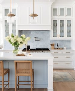 Mobili da cucina in legno massello di lusso personalizzati Baby Blue armadi da cucina Set pronti per il montaggio - Product Image 1