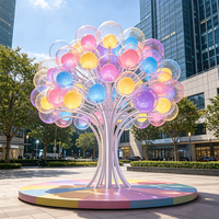 Sculpture LED Arbre à Bulles Coloré en Acier Inoxydable, PC Transparent RGB Multicolore, Étanche IP65, Géante Lumineuse avec Télécommande