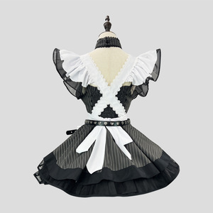Nouveau rétro noir blanc rayé Lolita robe de chambre sous-culture style japonais mignon tablier ensemble <span class=keywords><strong>Cos</strong></span> - Product Image 4