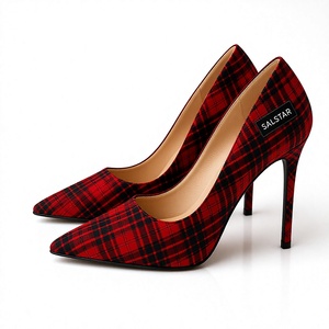 Scottish <b>Red</b> Special Tartan Women Wedding High <b>Heel</b> Pumps Elegant Stiletto Shoes Custom Design Wholesale Supplier - Product Image 1