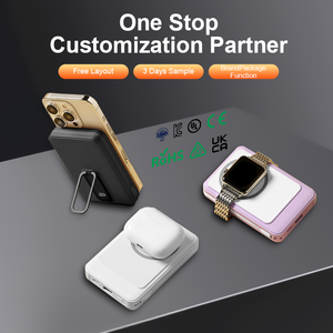 Hot Selling 3 in 1 Magnetic Wireless Power Bank 5000mah  Fast Charging Magnetic Power Bank With Stand Built in Cables PowerBank - Product Image 2