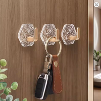 Crochets muraux en acrylique au design élégant, crochets adhésifs hexagonaux, organisateur de vêtements moderne à un seul niveau pour la cuisine, la salle de bain, le salon