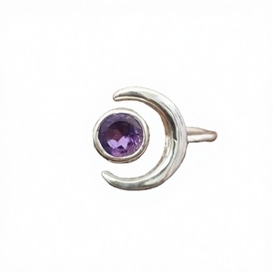Superbe bague de fiançailles en argent sterling 925 avec améthyste, couleur violette, bijou artisanal tendance pour mariages et fêtes - Product Image 3