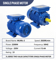 Moteur à induction sans balais d'électricité ML 220v 2800rpm 1.5kw 2hp moteurs électriques à courant alternatif monophasé